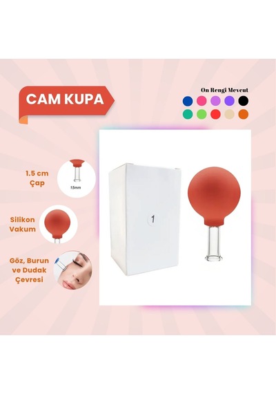 Silikon Vakumlu Cam Yüz Masaj Kupası No:1 Turuncu Çok Renkli