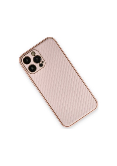 Apple Uyumlu iPhone 13 Pro Max Kılıf Coco Karbon Silikon Pembe\