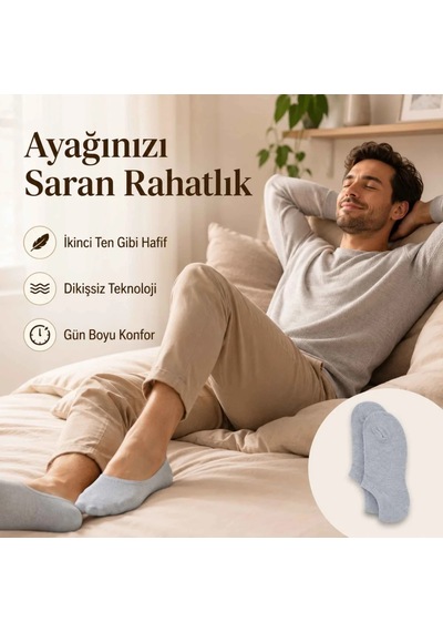 Genel Erkek Bambu 12 Li Dikişsiz Babet Çorap Siyah Beyaz Gri Görünmez Sneaker Çorap Ne Gri 12'li / 39-44