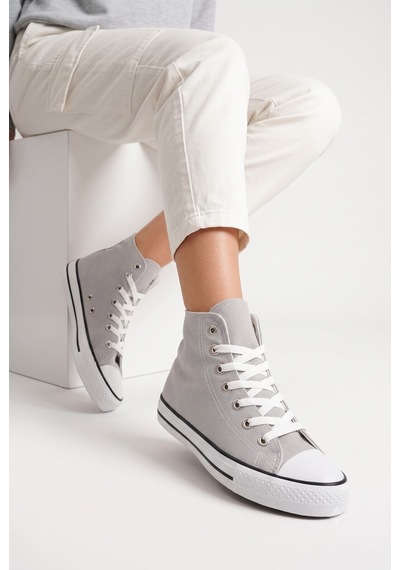 N Moda Unisex Keten Ayakkabı Spor Ayakkabı Günlük Sneakers Uzun Gri