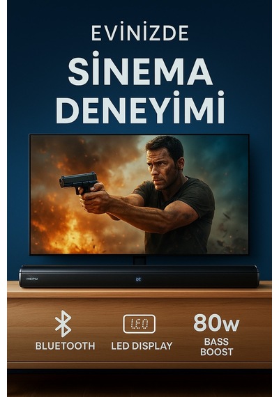 Hepu Hp-tv05 80w Güçlü Bluetooth Soundbar Led Display Aux/usb/tf Hd Arc Kumandalı