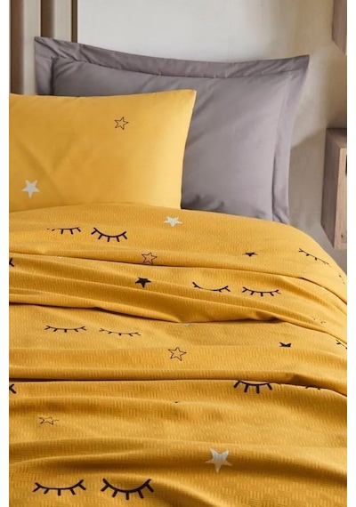 Eponj Home Pike Seti Baskılı Tek Kişilik Dide Sarı Sarı