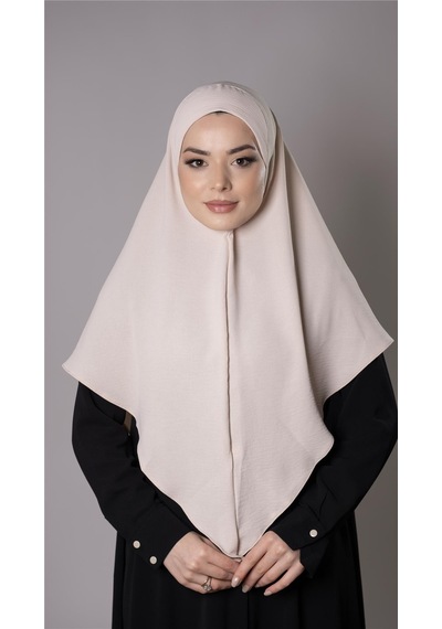 Hürrem Bone Bej Pratik Hazır Geçmeli Tesettür Eşarp Aerobin Kumaş Düz Hijab 2309 12