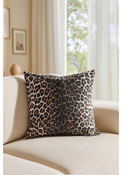 Duck Leopar Kırlent Kılıfı Kahve V1 45x45 Kahverengi