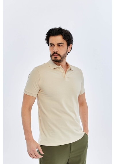 Süvari Slim Bej Erkek Polo Yaka T-shirt Ts1014000474