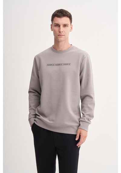 Cazador 53270 Erkek Bisiklet Yaka Sweatshirt Gri