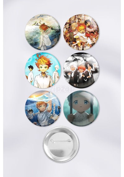 Yakusoku No Neverland The Promised Neverland Çanta Süsü Rozet İğneli Buton Rozet Seti 6 Adet Çok Renkli