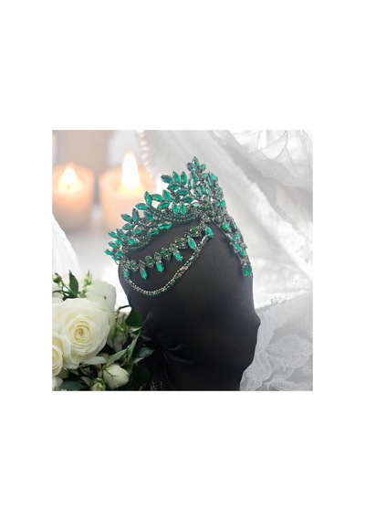 Alınlıklı Gelin,kına,nişan,söz,after,bride,party Taç Yeşil - 694981883 Yeşil
