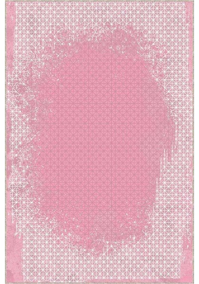 Pembe Modern Klasik Kaymaz Tabanlı Dekoratif Halı Ar551n11