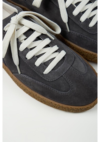Krahe Palminteri 2 Erkek Hakiki Deri Bağcıklı Antrasit-ekru Sneakers