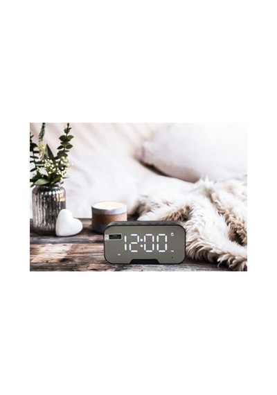 Bluetooth Hoparlör Fm Radyo Led Ayna Ekranlı Dijital Çalar Saat Masa Üstü Alarm Termometre