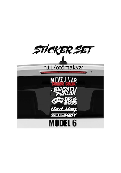 Araba Arka Cam Yazısı Sticker Komik Hırçın Ukala Çeşitli