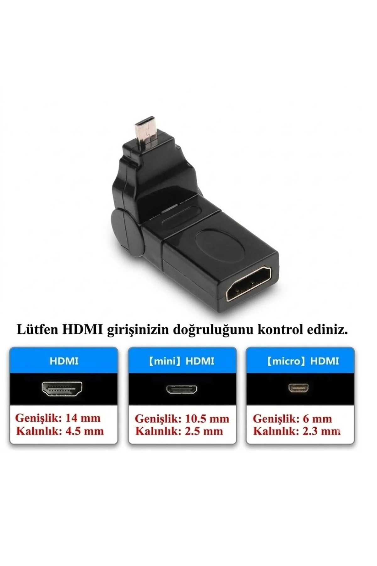 Micro To Hdmi Ultra 4k Destekli 180 270 Derece Dönebilen Oynar Başlıklı Çevirici Dönüştürücü Adaptör