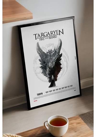 Targaryen Siyah Ahşap Çerçeveli Poster, Dizi Duvar Tablosu