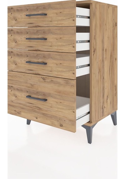 Hyperion Komodin 4 Çekmeceli 60x44x96 Çam-çam Çam