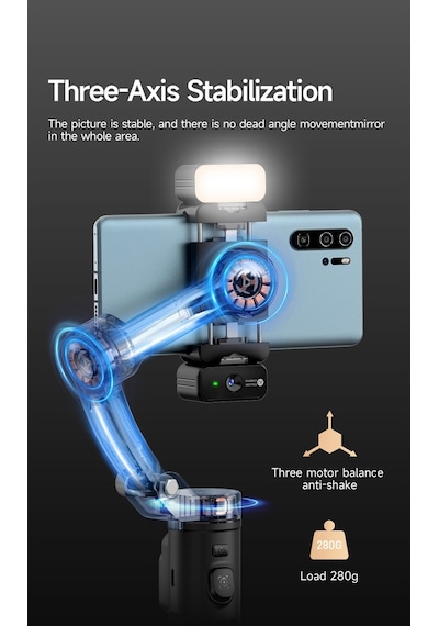 Çeşithane M03 Profesyonel 3 Eksenli Gimbal Stabilizatör - Yapay Zeka Aı Yüz Takibi, Kablosuz Mikro