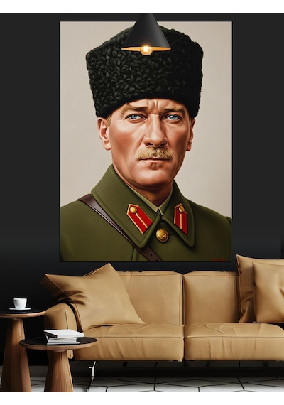 Mustafa Kemal Atatürk Askeri Portresi Dekoratif Kanvas - Mdf Ahşap Tablo