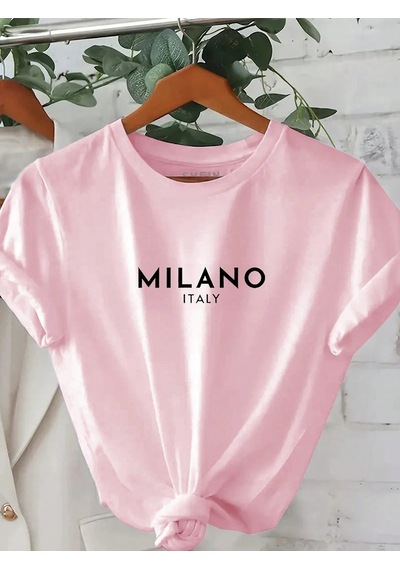 Flood Of Style Kadın Pembe Milano Baskılı Oversize