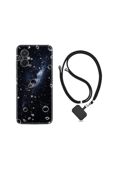 Xiaomi Poco M5 Kılıf İpli Boyun Askılı Desenli Silikon Galaxys 1898