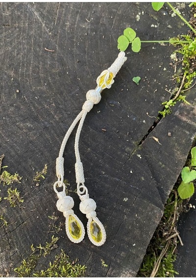 Sarı Kristal Taşlı İkili Püskül