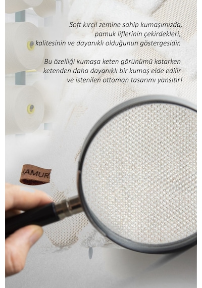 Bohem Özel Tasarım Punch Panç Desen Kare Dekoratif Kırlent Kılıfı 43x43 cm Line Ekru
