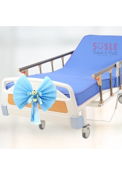 Süsle Hastane Odası Yatak Ucu Fiyonku Ayıcıklı Mavi 50 x 43 CM Mavi