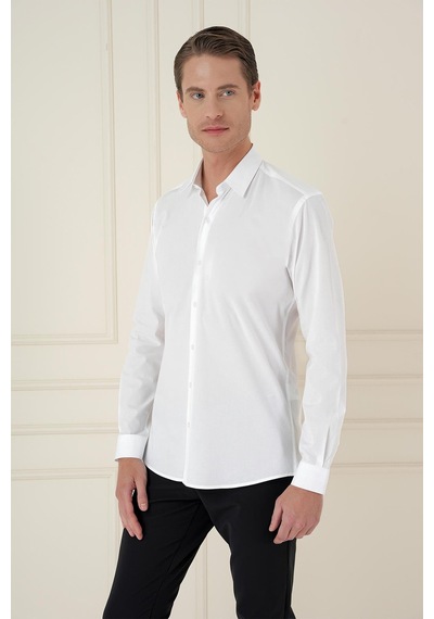 Efor Slim Fit Pamuk Uzun Kol Klasik Beyaz Gömlek Gk 745 Beyaz