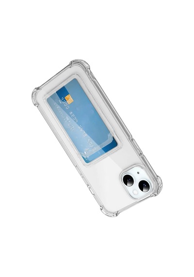 Newface Apple Uyumlu iPhone 15 Kılıf Kart Şeffaf Silikon - Şeffaf