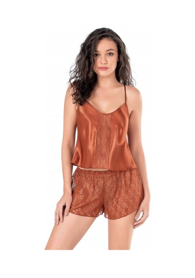 Lisinya Tarçın Saten Babydoll Şort Takımı Tarçın
