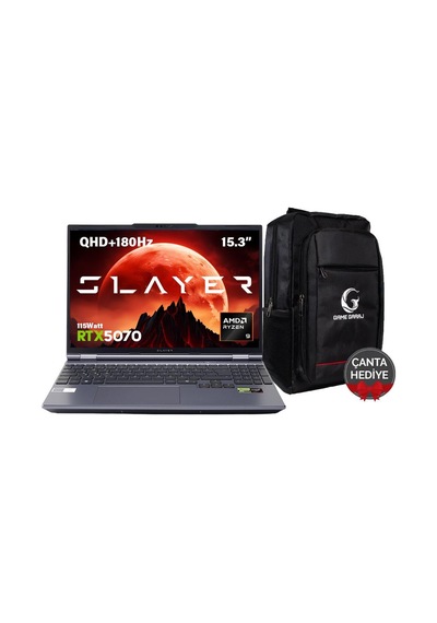 Game Garaj Slayer R9t2-5070 C3 Amd Ryzen 9 8945hx 32gb Ram 1tb Ssd Rtx5070 15.3" 180hz Qhd+ Ips Freedos Gaming Laptop