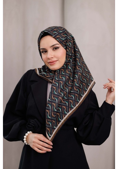 Mimiyum D S Model Soft Eşarp Kahve Zümrüt Çok Renkli