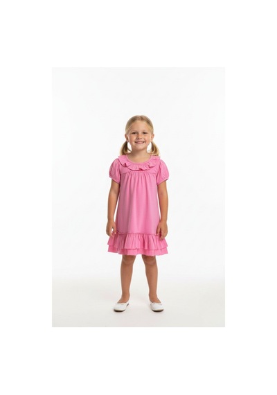 Fırfırlı Kız Çocuk Elbise-90686 Pembe