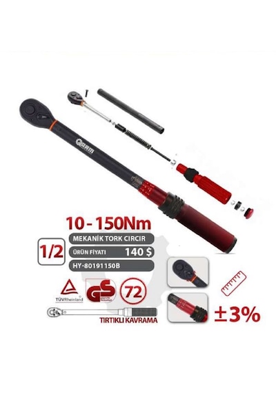 Ht- Arm 1/2 10-150nm Cırcırlı Tork Kolu Anahtarı