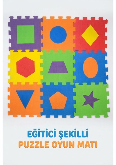 Polimat 33x33 Cm 7 Mm Geometrik Şekiller Eğitici Ve Eğlenceli Yer Puzzle Matı
