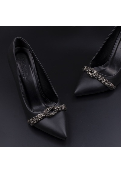 M2s Siyah Kadın Taş Detaylı Stiletto Siyah