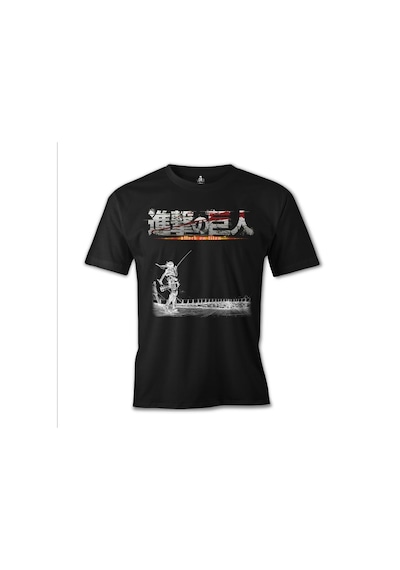 Attack On Titan Baskılı Sİyah Erkek Tshirt 001