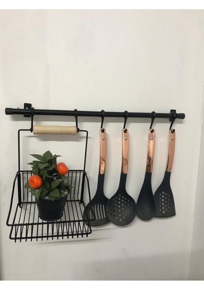 Ferforje Metal Sepet Askı Ve Kanca Seti Siyah Plastik Çok Renkli Tr Diğer