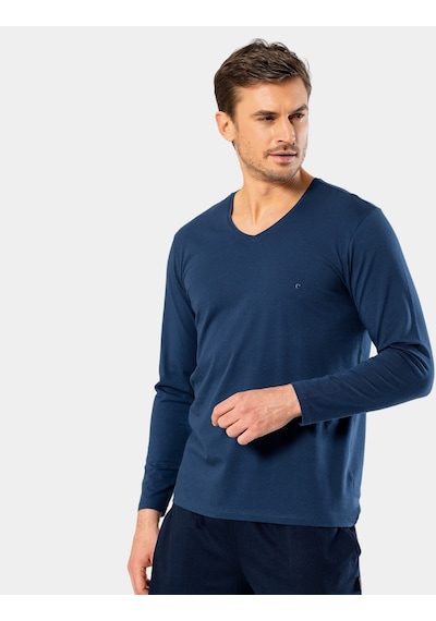 Cacharel Erkek V Yaka Uzun Kollu T-shirt 1334/indigo 001