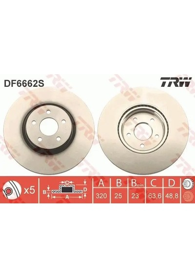 Volvo V50 D2 Fren Diski On 2011-2012 Trw Df6662s 2adettir