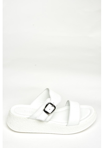 Fox Shoes U555050403 Beyaz Hakiki Deri Kadın Terlik Beyaz-hakiki Deri Beyaz
