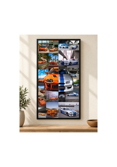 Asfaltın Efsaneleri Toyota Supra & Nissan Skyline R34 Kolaj Posteri Jdm Araba Posteri 21x30 Cm Çerçevesiz