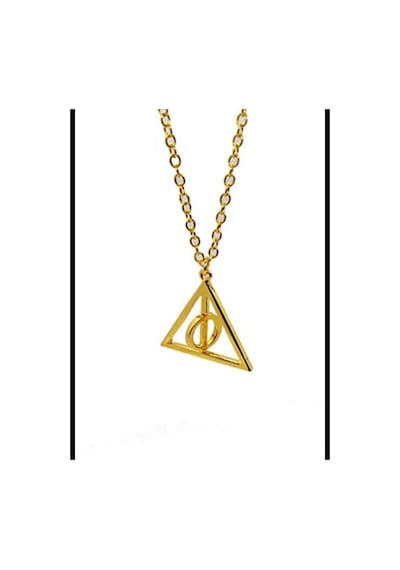 Herşey Nota Harry Potter Ölüm Yadıgarları Üçgen Ortası Dönen Gold Çelik Kolye