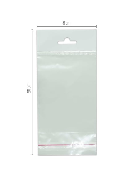 10X20 Sedefli Askılı Askı Kısmı Beyaz Bantlı Opp Parlak-Şeffa