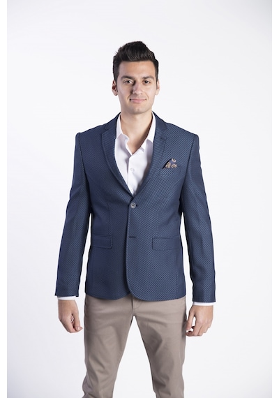 Sposo G-207 Dar Kalıp Desenli İndigo Erkek Blazer Ceket İndigo