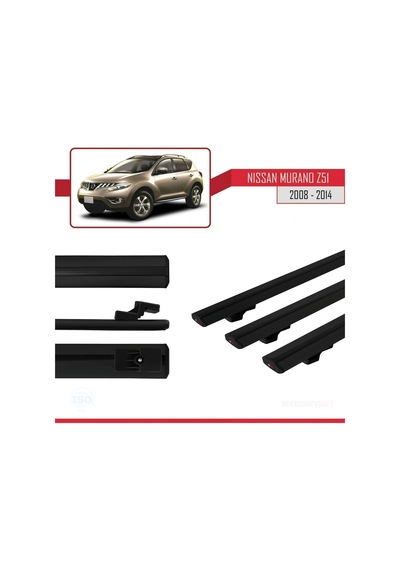 Nissan Murano Z51 2008-2014 Arası İle Uyumlu Basic Model Ara Atkı Tavan Barı Siyah 3 Adet