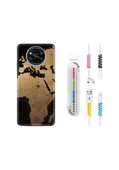 Xiaomi Poco X3 Kılıf +Kablo Koruyucu Map Planet 1656