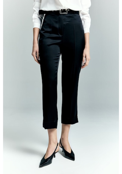 Lisa Saten Duble Paça Pantolon - Siyah-137242 siyah