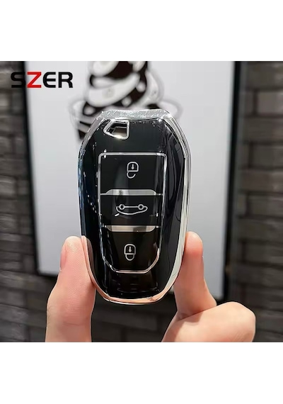 Citroen C4 Sustasız Anahtar Kılıfı Siyah-gümüş