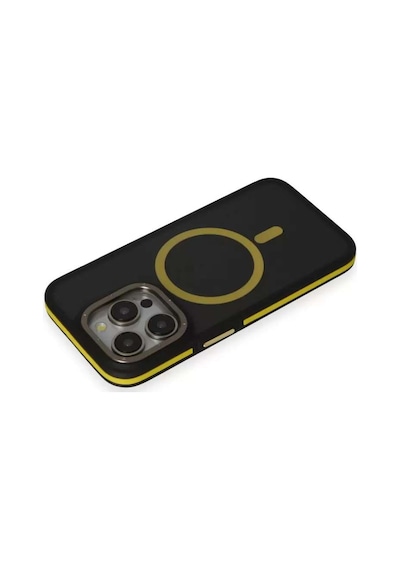 Apple iPhone  Uyumlu  14 Pro Max Kılıf Rocky Magsafe Kapak - Siyah-sarı