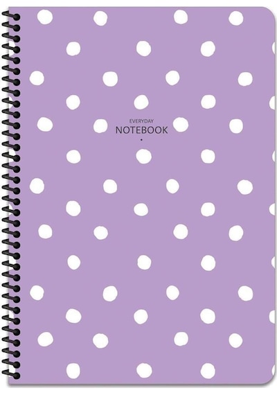 Çizgili 16x22 Cm 80 Yaprak Plastik Kapak Telli Defter 60 Gram Beyaz Sayfa Puantiye Mor